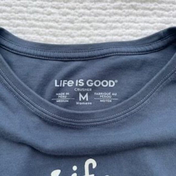 Life Is Good T-Shirt Crew Neck Women's Size Medium Cotton FadedBlue Short Sleeve - Picture 4 of 5
